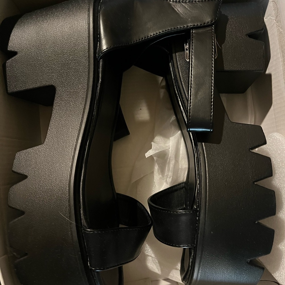 Black Chunky Platform Sandals